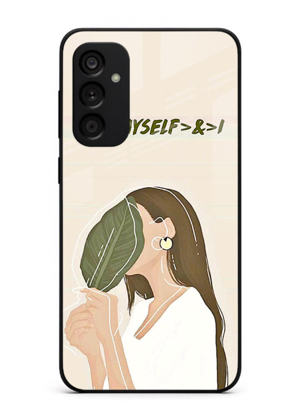 Thinking Girl Pink minimal girl artwork Samsung A34 5G glass back cover