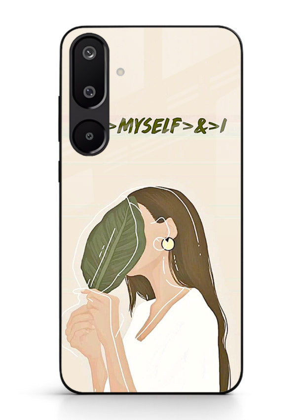 Thinking Girl Pink minimal girl artwork Samsung F16 5G glass back cover