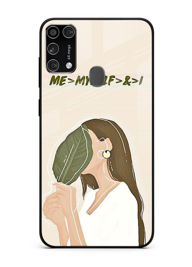 Thinking Girl Pink minimal girl artwork Samsung M31 Prime glass back cover