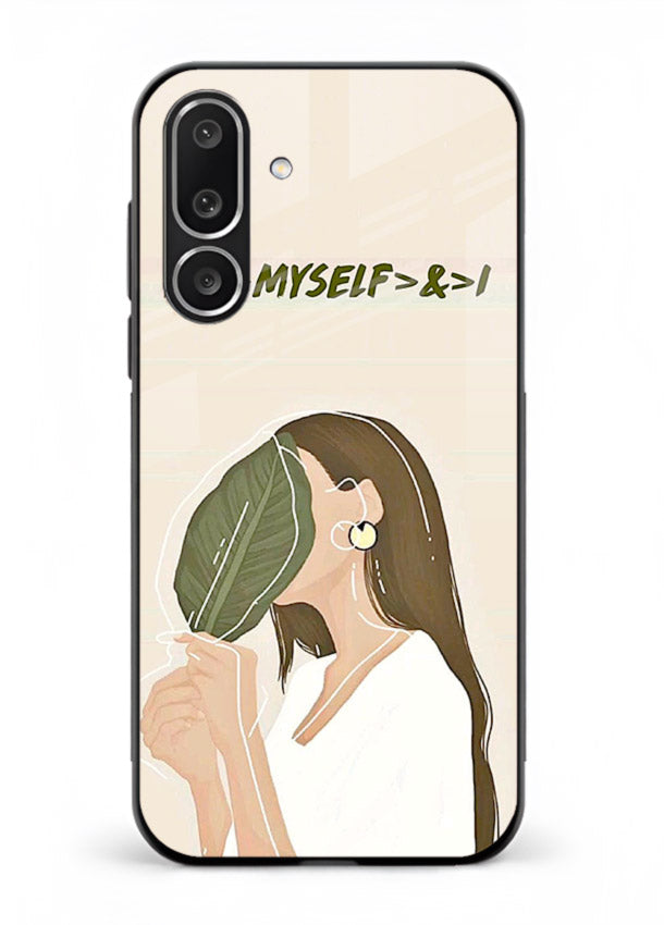 Thinking Girl Pink minimal girl artwork Samsung M36 5G glass back cover