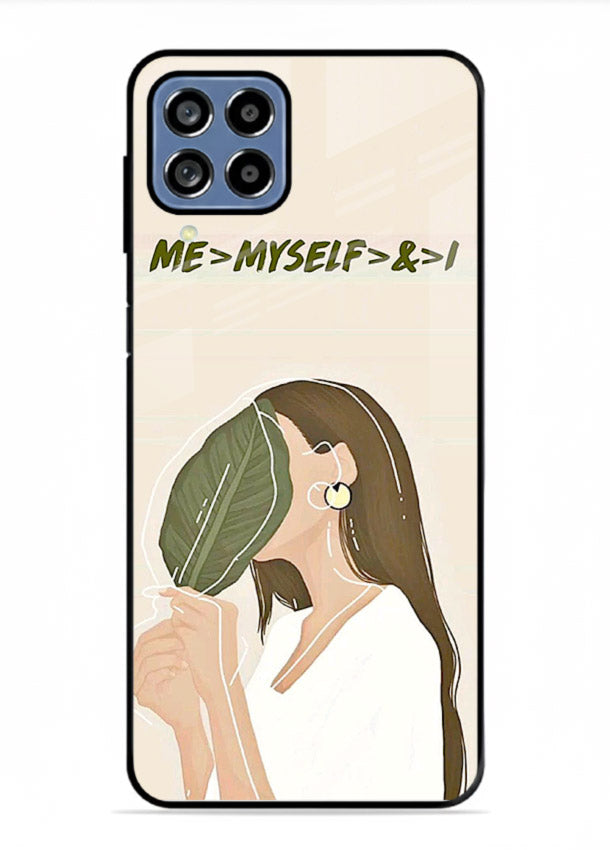 Thinking Girl Pink minimal girl artwork Samsung F12 5G glass back cover
