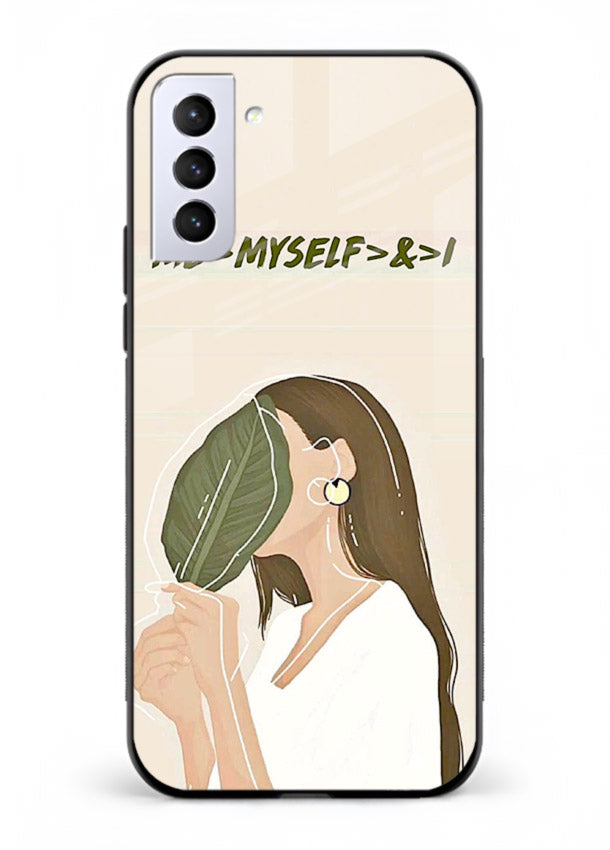 Thinking Girl Pink minimal girl artwork Samsung S22 Plus glass back cover