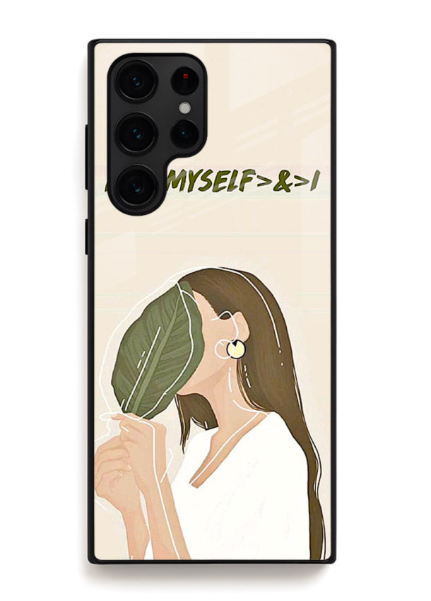 Thinking Girl Pink minimal girl artwork Samsung S23 Ultra glass back cover