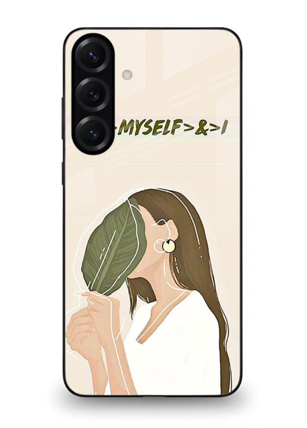 Thinking Girl Pink minimal girl artwork Samsung M55 5G glass back cover