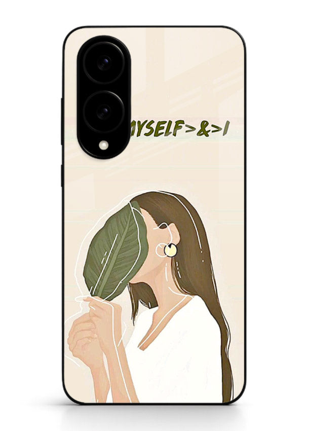Thinking Girl Pink minimal girl artwork Samsung S25 Edge glass back cover