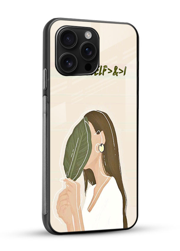 Thinking Girl Pink minimal girl artwork glossy vibrant premium glass back cover - Angle Side