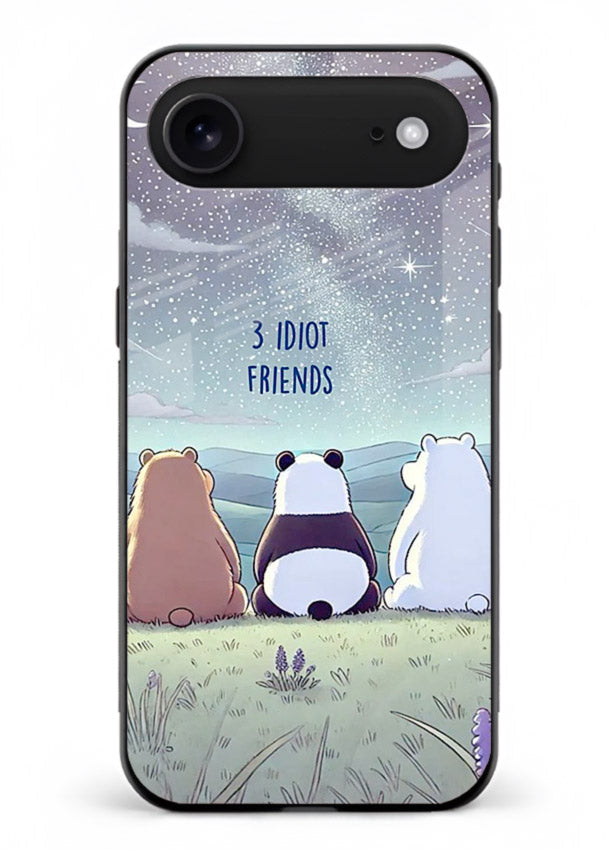 Night sky friends illustration printed on premium tempered glass iPhone 17 Air back cover