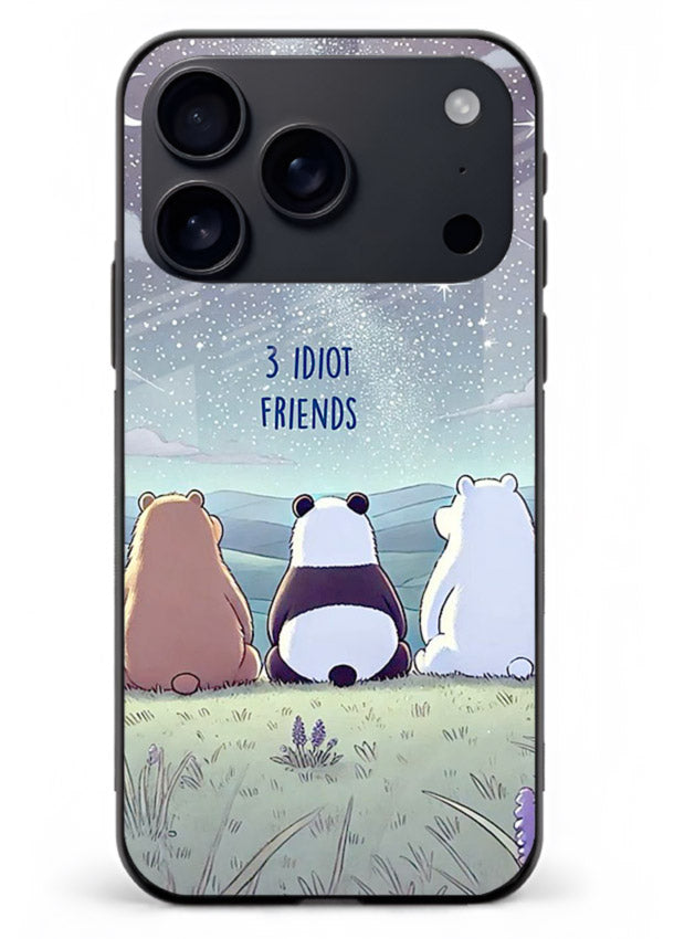 Night sky friends illustration printed on premium tempered glass iPhone 18 Pro Max back cover