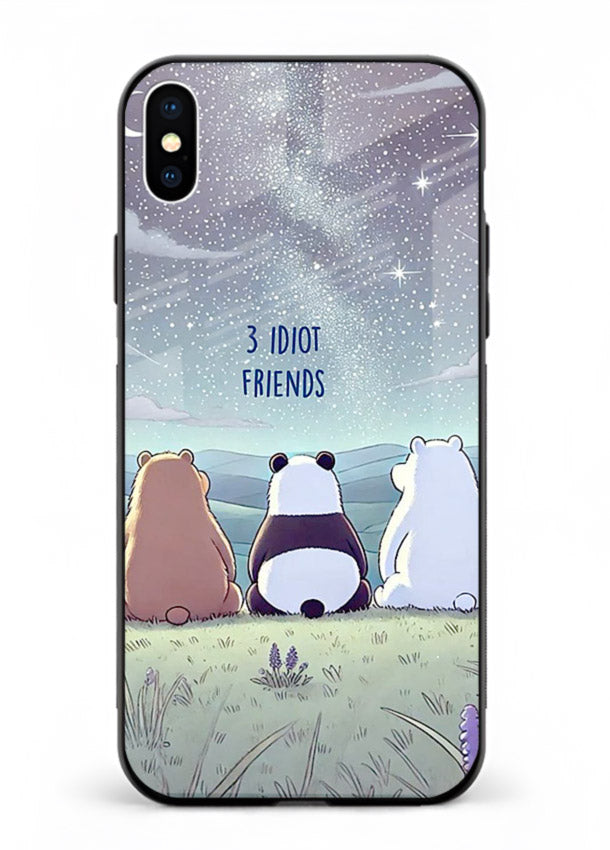 Night sky friends illustration printed on premium tempered glass iPhone XS Max back cover