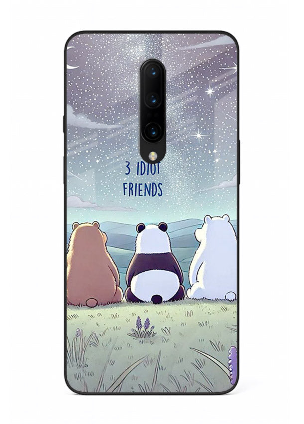 Night sky friends illustration printed on premium tempered glass OnePlus 7 Pro back cover