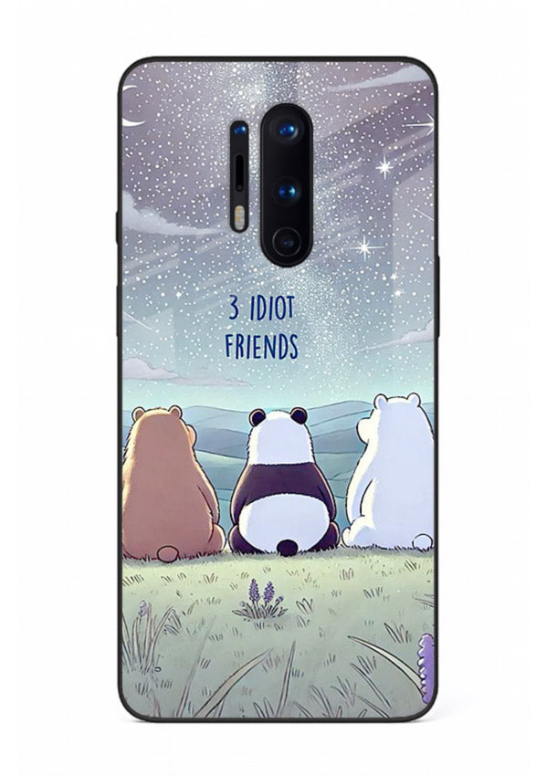 Night sky friends illustration printed on premium tempered glass OnePlus 8 Pro back cover