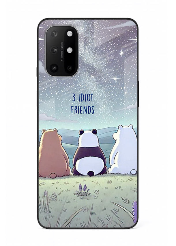 Night sky friends illustration printed on premium tempered glass OnePlus 8T back cover