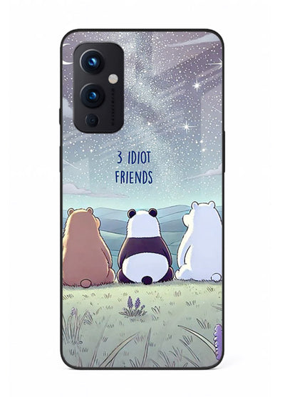 Night sky friends illustration printed on premium tempered glass OnePlus 9 Pro back cover