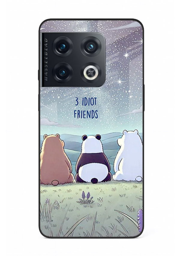 Night sky friends illustration printed on premium tempered glass OnePlus 10 Pro back cover