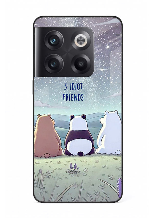 Night sky friends illustration printed on premium tempered glass OnePlus 10T back cover