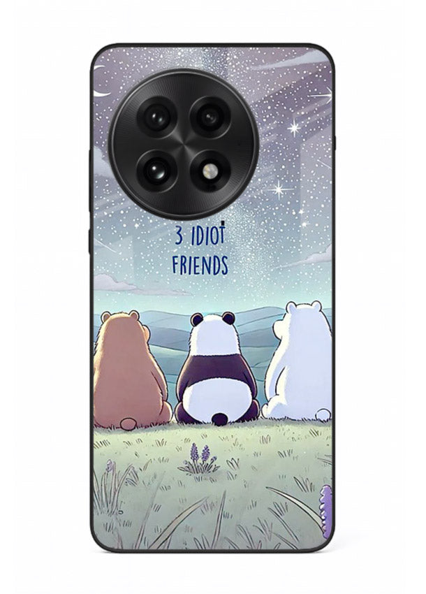 Night sky friends illustration printed on premium tempered glass OnePlus 13 back cover