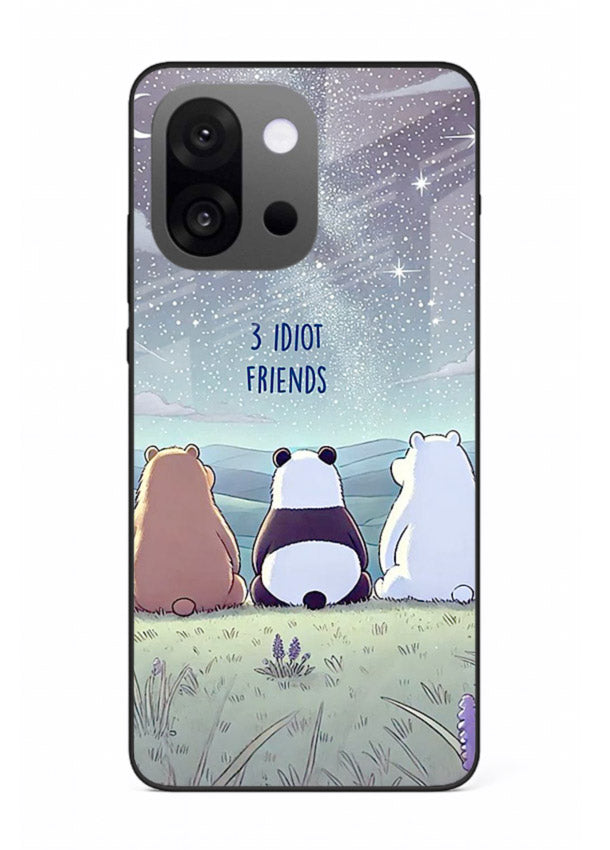Night sky friends illustration printed on premium tempered glass OnePlus 13s back cover