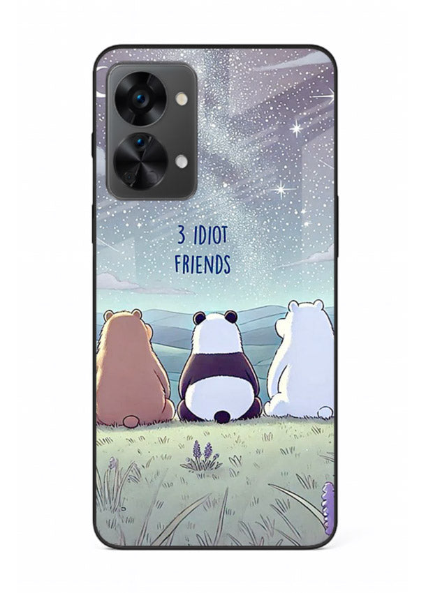 Night sky friends illustration printed on premium tempered glass OnePlus Nord 2T back cover