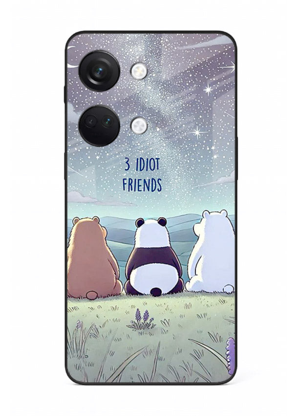 Night sky friends illustration printed on premium tempered glass OnePlus Nord 3 back cover