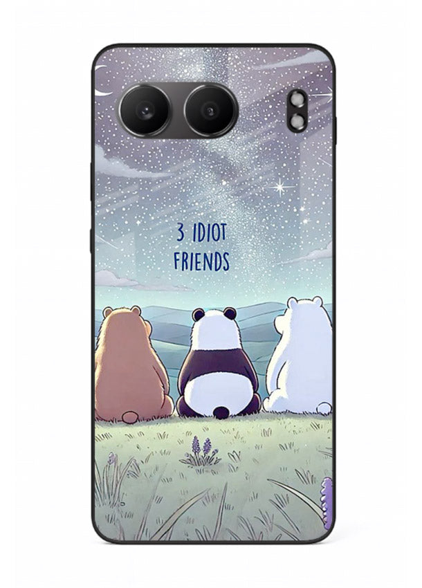 Night sky friends illustration printed on premium tempered glass OnePlus Nord 4 back cover