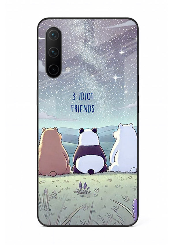 Night sky friends illustration printed on premium tempered glass OnePlus Nord CE 5G back cover