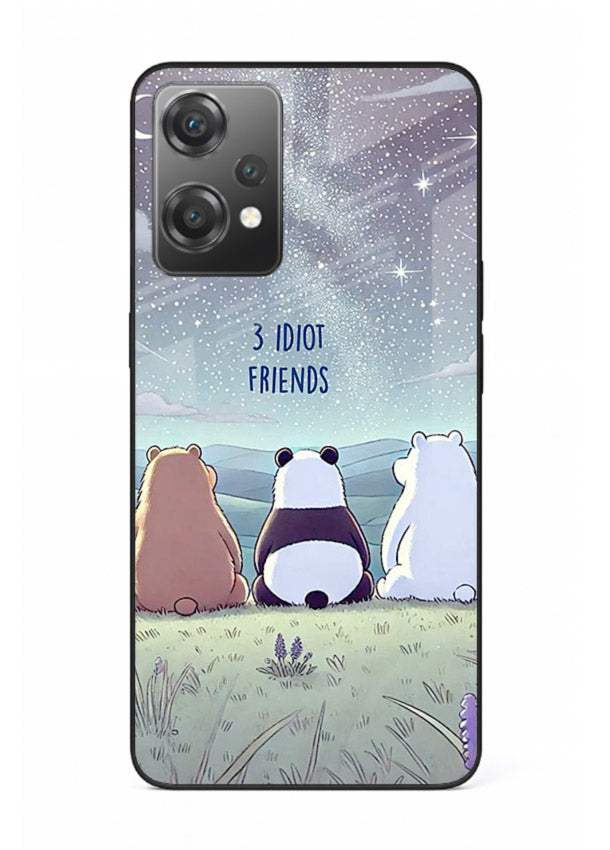 Night sky friends illustration printed on premium tempered glass OnePlus Nord CE2 Lite 5G back cover
