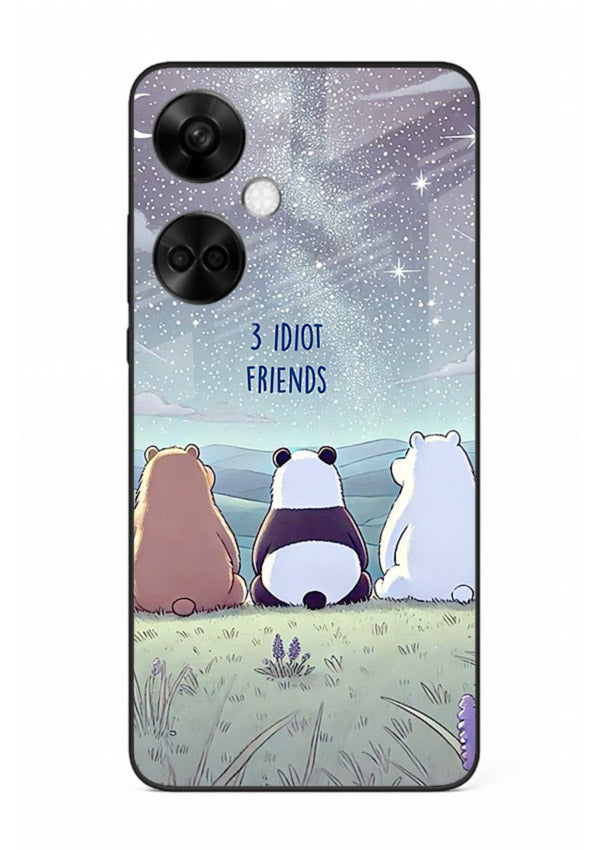 Night sky friends illustration printed on premium tempered glass OnePlus Nord CE3 back cover