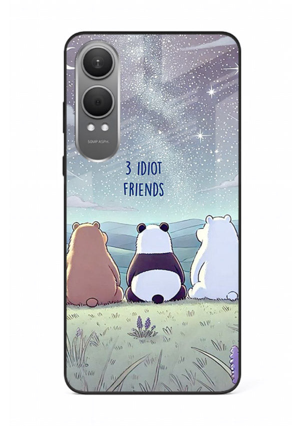 Night sky friends illustration printed on premium tempered glass OnePlus Nord CE4 Lite back cover