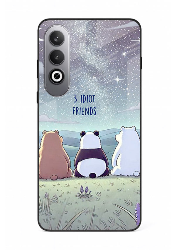 Night sky friends illustration printed on premium tempered glass OnePlus Nord CE4 back cover