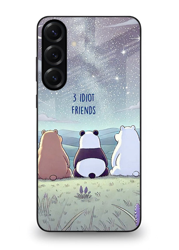 Night sky friends illustration printed on premium tempered glass Samsung M34 5G back cover