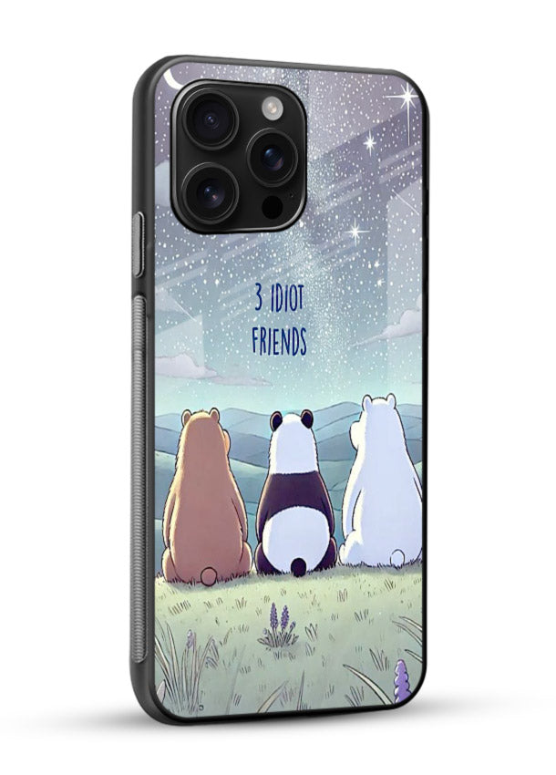 Night sky friends illustration printed on premium tempered glass mobile back cover - 2