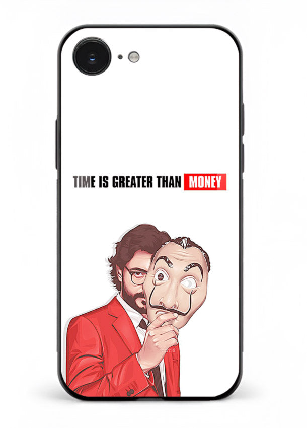 Motivational character quote artwork printed on tempered glass iPhone 16E back cover