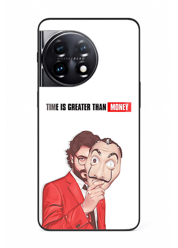 Motivational character quote artwork printed on tempered glass OnePlus 11 back cover