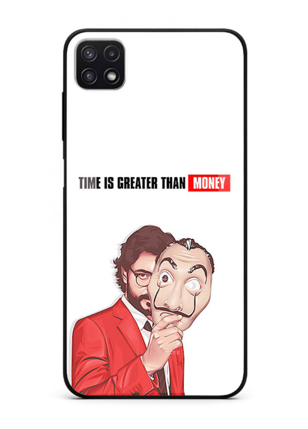 Motivational character quote artwork printed on tempered glass Samsung A22 5G back cover