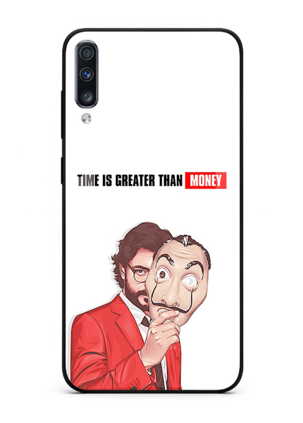 Motivational character quote artwork printed on tempered glass Samsung A50 back cover