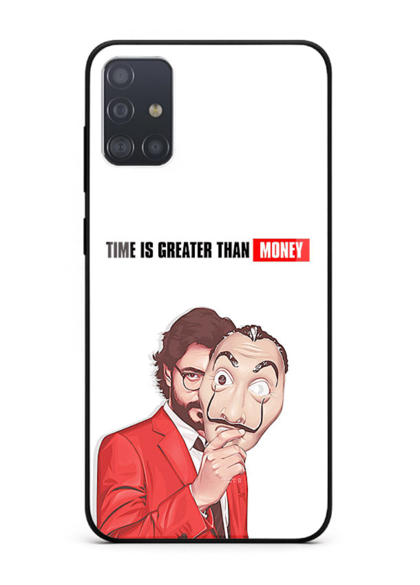 Motivational character quote artwork printed on tempered glass Samsung A51 back cover