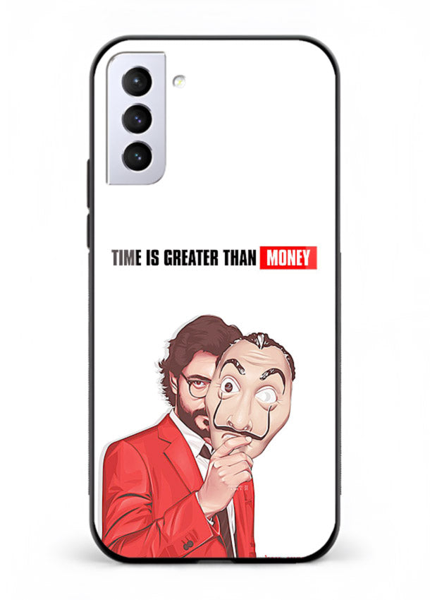 Motivational character quote artwork printed on tempered glass Samsung S21 FE back cover