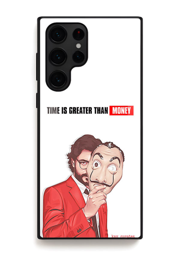 Motivational character quote artwork printed on tempered glass Samsung S24 Ultra back cover