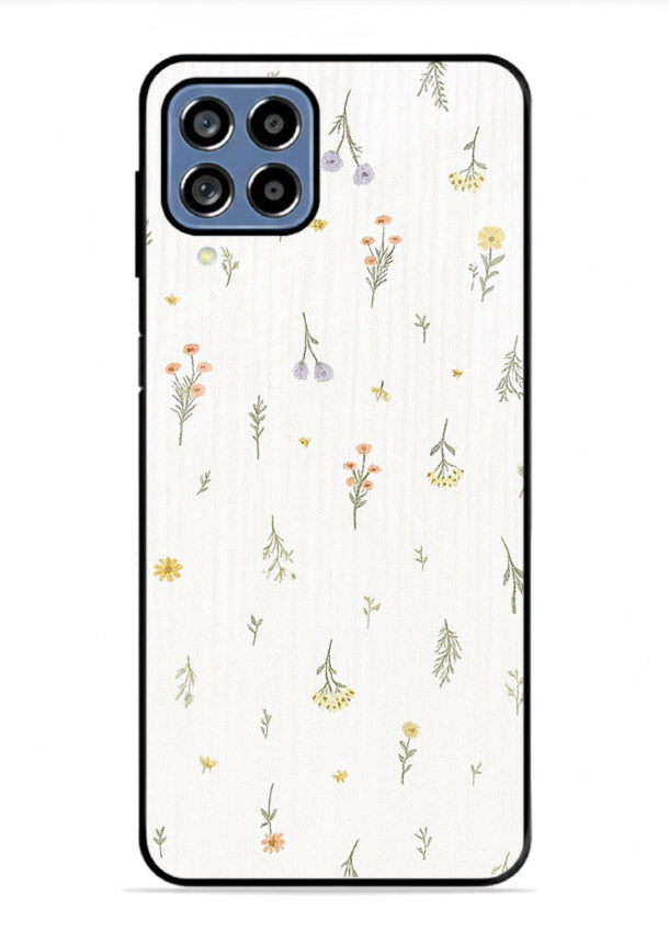 Tiny floral pattern artwork on Samsung A22 4G glass back cover with scattered blooms.