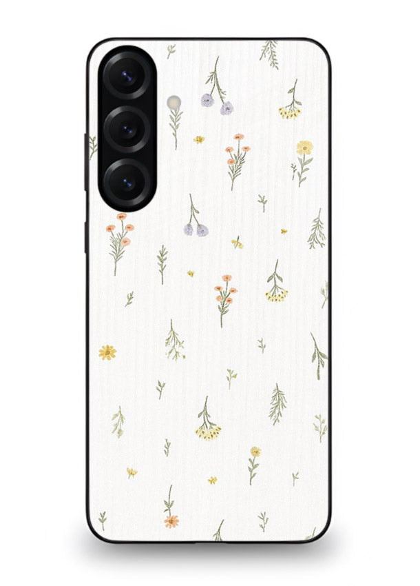 Tiny floral pattern artwork on Samsung A35 5G glass back cover with scattered blooms.