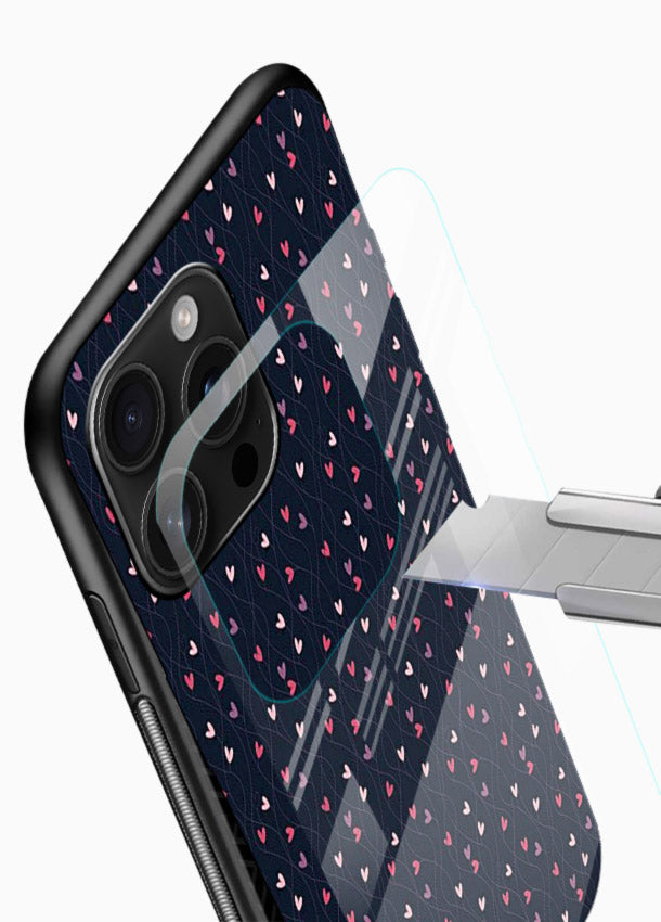 Tiny Heart Sprinkle cute heart sprinkle pattern glossy vibrant premium glass back cover - Angle Blade