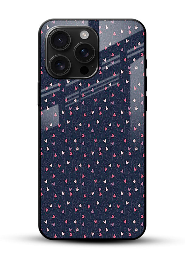 Tiny Heart Sprinkle cute heart sprinkle pattern glossy vibrant premium glass back cover - Angle Front