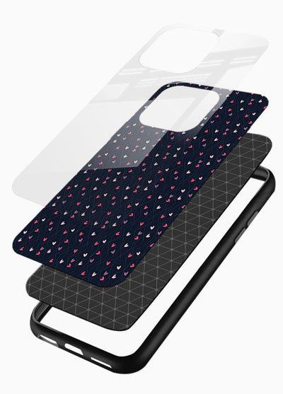 Tiny Heart Sprinkle cute heart sprinkle pattern glossy vibrant premium glass back cover - Angle Layers