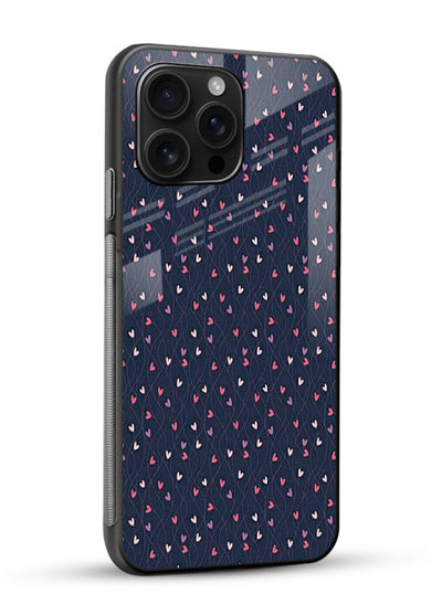Tiny Heart Sprinkle cute heart sprinkle pattern glossy vibrant premium glass back cover - Angle Side