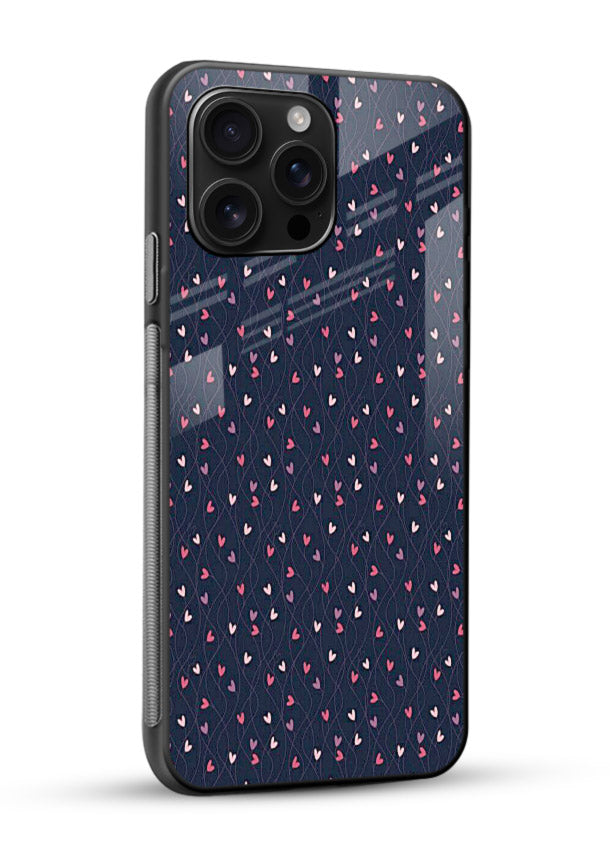 Tiny Heart Sprinkle cute heart sprinkle pattern glossy vibrant premium glass back cover - Angle Side