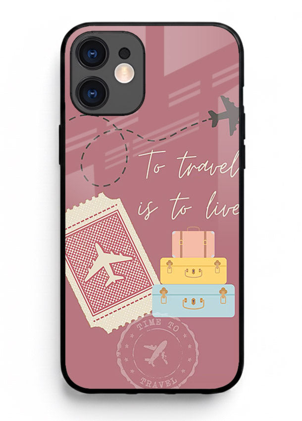 To Travel Is Love artwork iphone 12 mini glass back cover