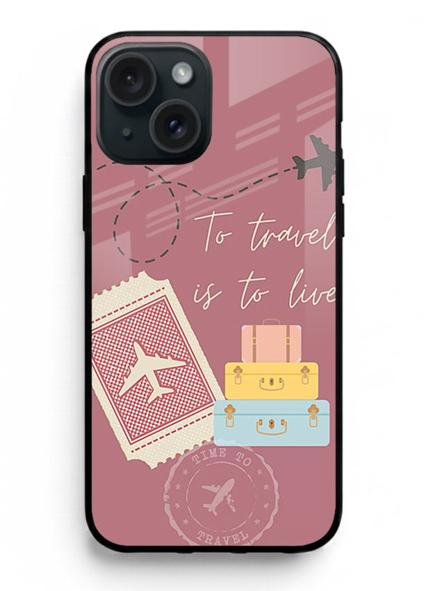 To Travel Is Love artwork iphone 14 glass back cover
