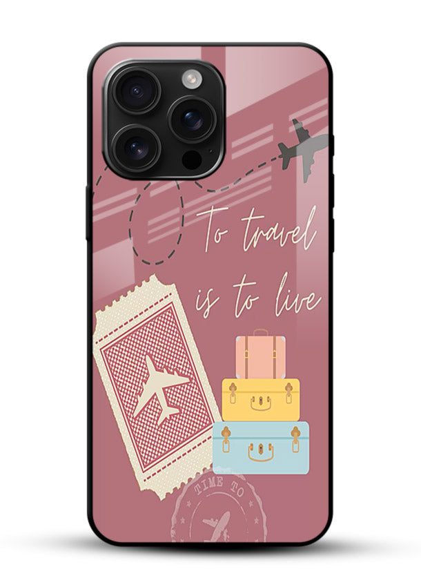 To Travel Is Love artwork glossy vibrant premium glass back cover - Angle Front