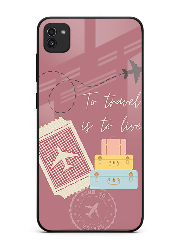 To Travel Is Love artwork Samsung A03 glass back cover