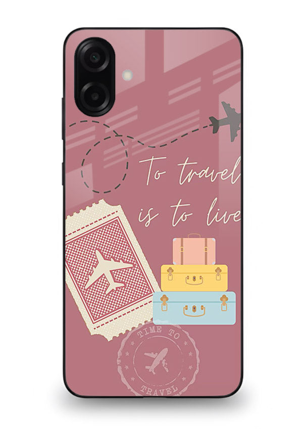 To Travel Is Love artwork Samsung A06 5G glass back cover